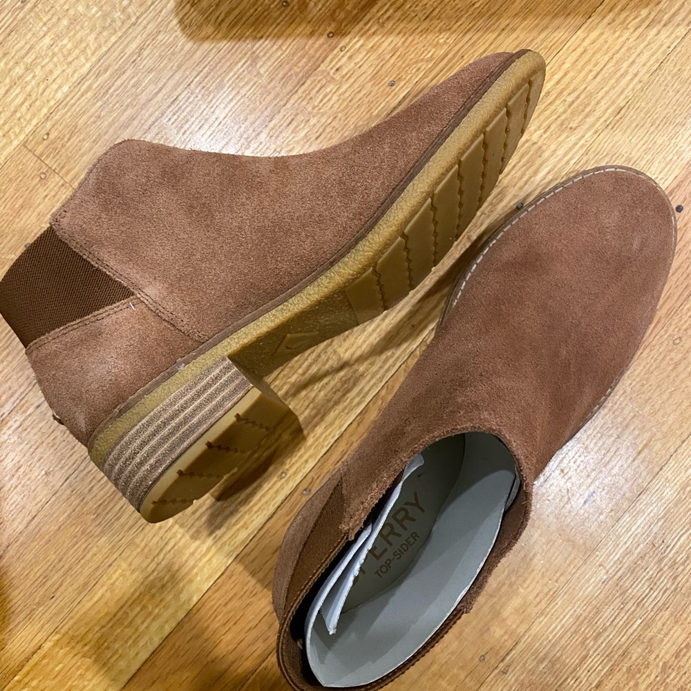 Sperry Topsider Maya Lani Tan Brown Suede Ankle Boots - Picture 5 of 8